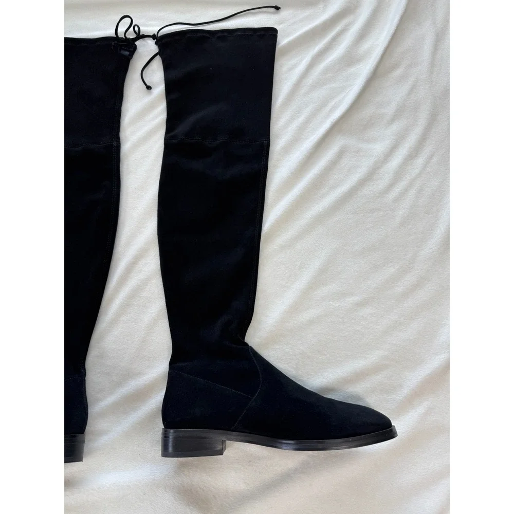 Stuart Weitzman Lowland Stretch Suede Over-the-Knee Boots Black 8.5 M $950 Nw/oB